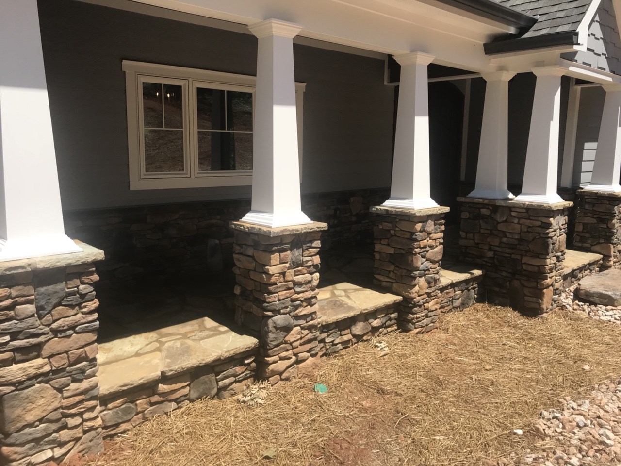 3-front columns and stone
