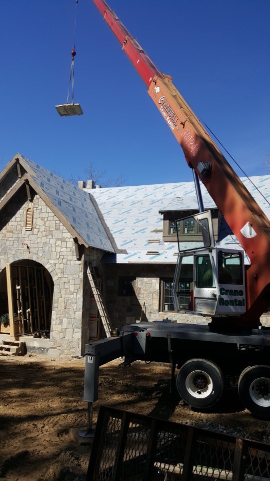 6-crane stone to roof for chimney